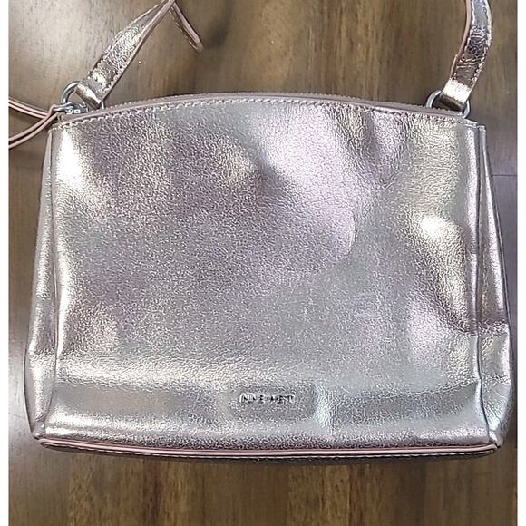 Nine West Levona Pink-Gold Crossbody Shoulder Bag Double-Zip GUC - Picture 3 of 12